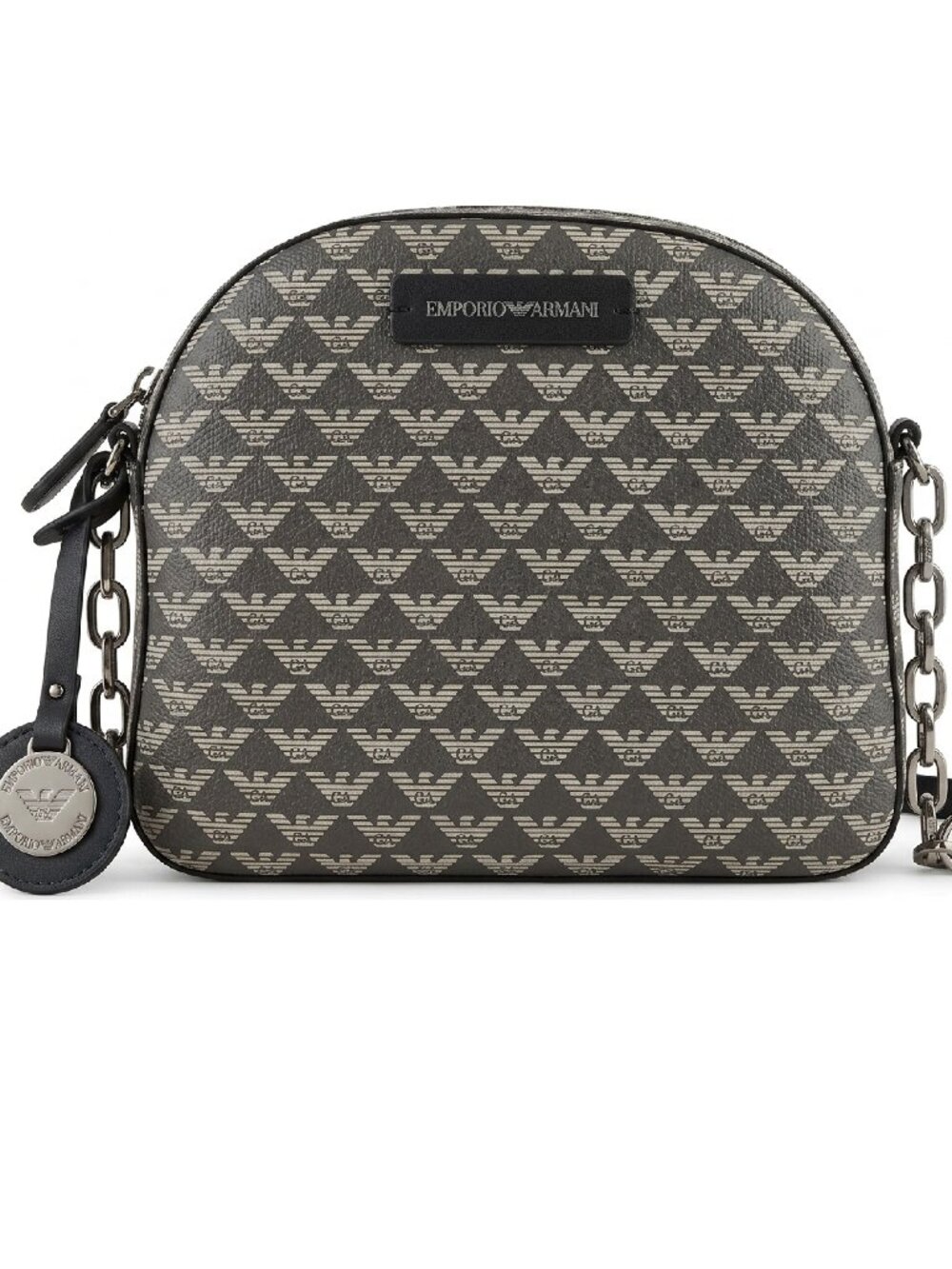Emporio Armani Crossbody Shoulder Bag with Logo Zipper Gray